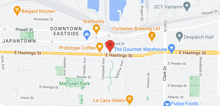 map of 704 933 E HASTINGS STREET